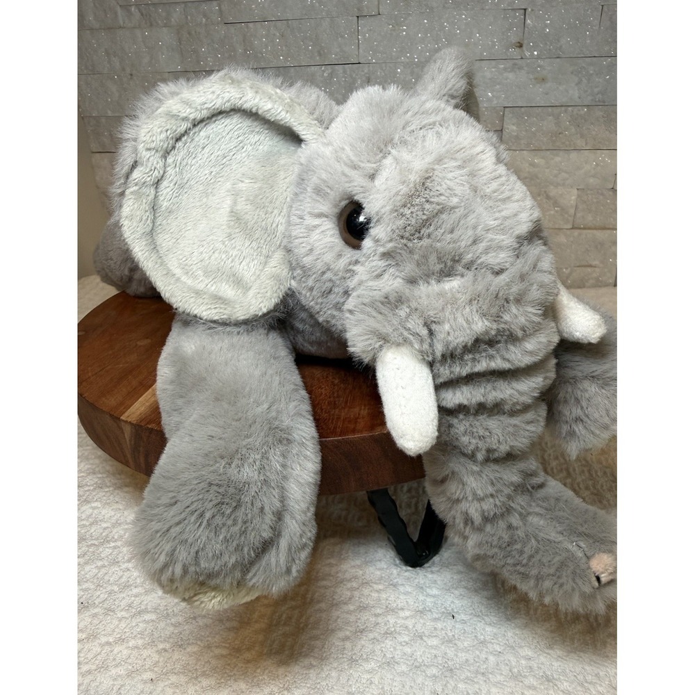 FAO Schwarz Plush Elephant Gray Stuffed Animal Floppy Soft Jumbo 16" Toy